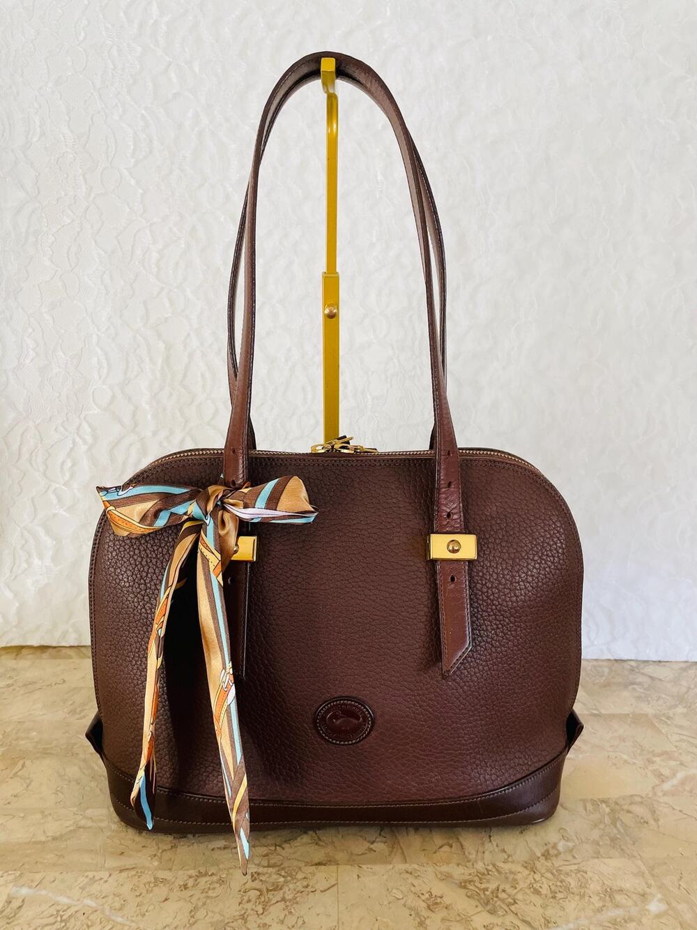 Rare Vtg Dooney and Bourke brown AWL Domed shoulder bag DB147